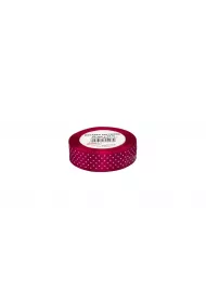 Wst��ka satynowa w kropki bordowa 25mm x 22m
