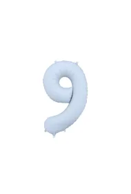 PartyDeco Balon foliowy Cyfra 9 mglisty niebieski 86cm