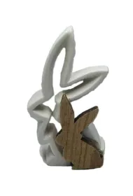 Adar Figurka zaj�c eko ceramika+drewno 15.5x4x16cm