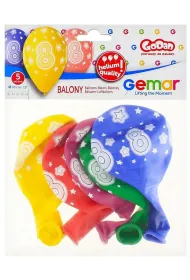 Godan Balony Premium Hel z nadrukiem 8 13" 5 szt.