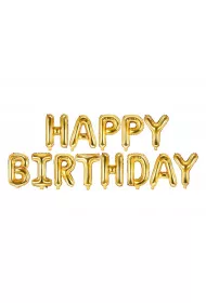 PartyDeco Balon foliowy Happy Birthday z�oty 340x35cm