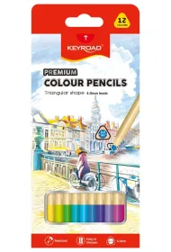 Keyroad Kredki o��wkowe tr�jk�tne 4mm 12 kolor�w