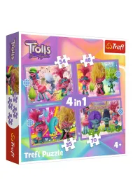 Puzzle 4w1 - Przygody kolorowych Trolli (35+48+54+70 el.) Trefl