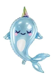 PartyDeco Balon foliowy Narwal 53x87cm
