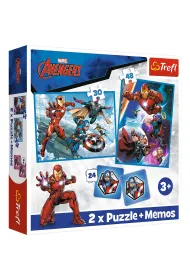 Puzzle + Memos 2w1 (24+30+48 el.) Bohaterowie w akcji Trefl