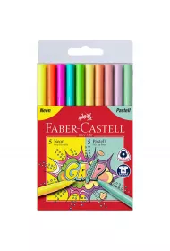 Faber-Castell Flamastry Grip neonowe i pastelowe w etui 10 szt.