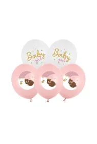 PartyDeco Balony Strong Pastel Baby girl mix 30cm