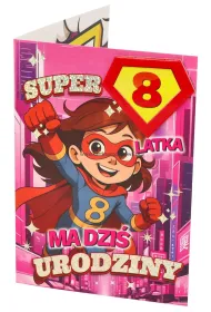 Yeku Karnet Urodziny 8 dziewczynka - Superbohaterka