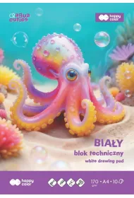 Paczka Blok techniczny bia�y Aqua Cuties A4 170g 10ark. Happy Color 20 sztuk