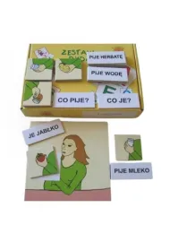 Zestaw dydaktyczny. Co je? Co pije?
