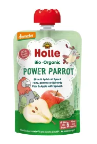 Holle Mus Silna papuga (gruszka - jab�ko - szpinak) bezglutenowy od 6 miesi�ca Demeter 100 g Bio