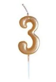GoParty �wieczka urodzinowa 3 Metaliczna z�ota