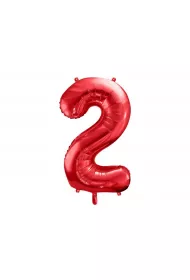 PartyDeco Balon foliowy 2 czerwony 86cm