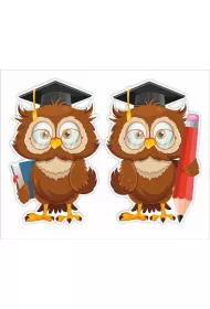 LearnHow Dekoracje okienne szko�a - Sowy w biretach 2 szt.