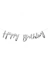 Girlanda Happy Birthday srebrna