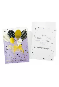 Kukartka Karnet Urodziny, z�ota zebra i balony DK-1016