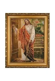 Obraz Haftowany - Jezus u drzwi 22x27,5cm
