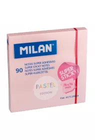 Milan Karteczki samoprzylepne Super Sticky Pastel r�owe 76 x 76 mm 90 kartek 90 szt.
