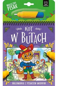 Kot w Butach. Malowanka z pisakiem wodnym