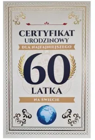 Yeku Karnet Certyfikat Urodzinowy 60 urodziny m�skie