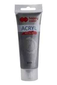 Happy Color Farba akrylowa metalik czarne srebro 75ml