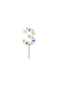 PartyDeco �wieczka urodzinowa 3 bia�a konfetti 5.5cm