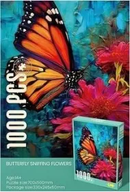 Puzzle 1000 el. motyl na kwiatach Adar