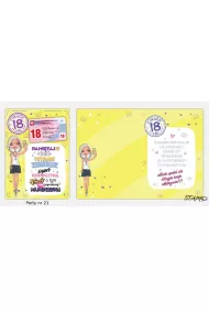 Stamp Karnet Party naklejany B6+koperta Urodziny 18 wz21