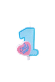 PartyDeco �wieczka urodzinowa Roczek, Only One, b��kit, 8cm