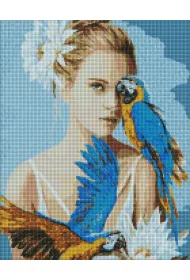 Ideyka Diamentowa mozaika - Dziewczyna z papug� 40x50cm