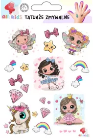 Tatua�e zmywalne dla dzieci Baletnica ksi�niczka All4Kids