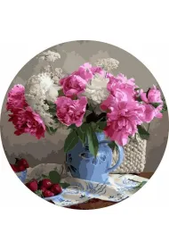 Twoje Hobby Malowanie po numerach okr�g�e - Kwiaty i truskawki 40cm
