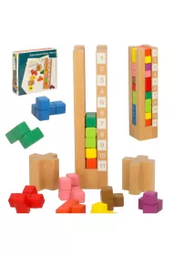 Klocki drewniane edukacyjne ukadanka Montessori kolorowe