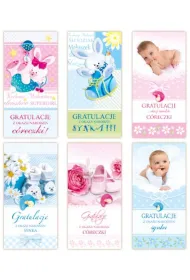 Merigraf Karnet Gratulacje z okazji narodzin DL mix wzor�w