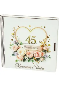Pude�ko drewniane z ksi��eczk� 45 rocznica �lubu (15x15x2cm)