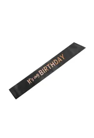 PartyDeco Szarfa Its my birthday czarny 79x9,4