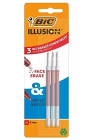 Wk�ad �elowy Illusion 0,7mm czerwony 3 szt BIC