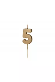PartyDeco �wieczka urodzinowa 5 z�ota 4.5cm