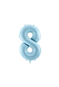 PartyDeco Balon foliowy 8 jasny niebieski 86cm
