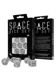 Space Dice Set, kostki do gry, biae z brokatem Q-Workshop
