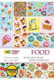 Blok z motywami FOOD, 80g/m2, A4, 16 ark,27 motyw, Happy Color