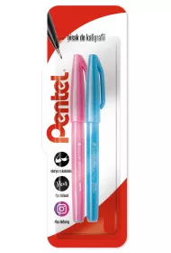 Pentel Pisak/p�dzelek do kaligrafii SES15 b��kitny, r�owy