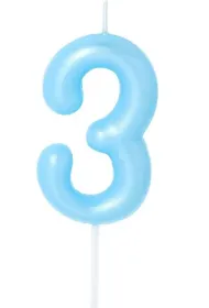 �wieczka na tort - cyferka Candy 3 niebieska 6cm