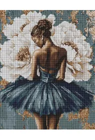 Ideyka Diamentowa mozaika - Baletnica z piwoniami 40x50cm
