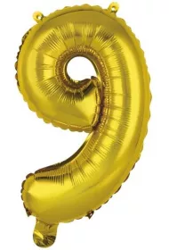 Amscan Balon foliowy mini cyfra 9 zota 30x40cm