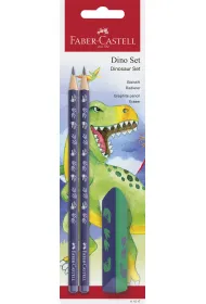 Faber-Castell Zestaw szkolny dinozaury 2 x o��wek + gumka blister