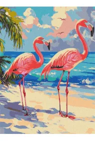 Ideyka Malowanie po numerach - R�owe flamingi 30x40cm