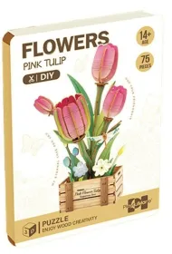 Puzzle DIY drewniane kwiatki 3D tulipany Askato