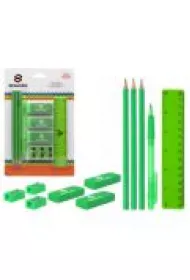 Mst Toys Zestaw szkolny Green: 3 o��wki, 3 gumki