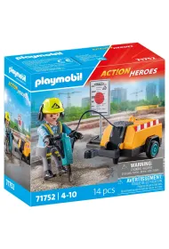 Playmobil Action Heroes Pracownik budowlany z m�otem pneumatycznym 71752